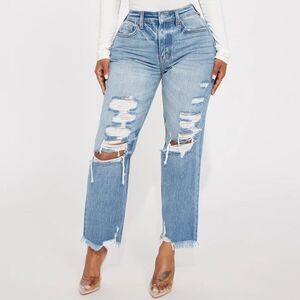Fashion Nova Status Symbol Straight Leg Ankle Jeans Medium Wash Denim Sz 1